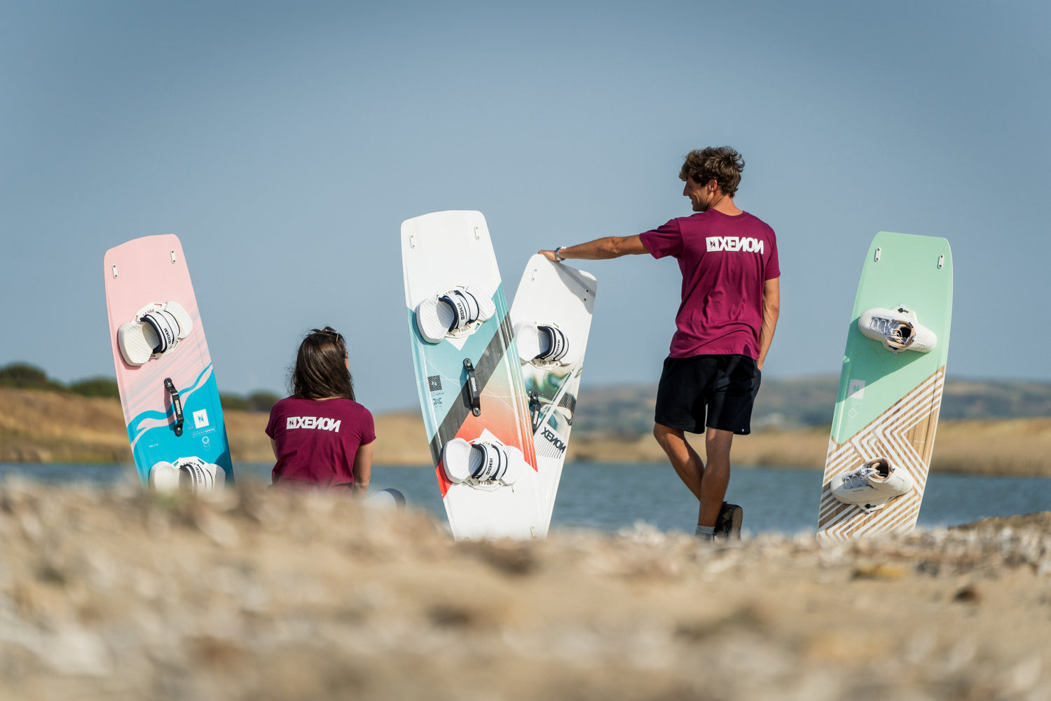 Action picture of the Xenon 2024 Laluz, Rayo, Women and Hop twintip kiteboards.